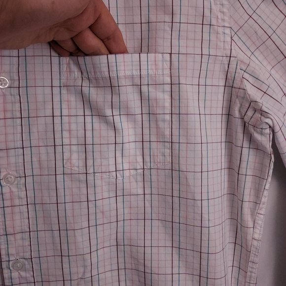 J Crew Shirt Flex Washed Mens Large L White Long Sleeve Button Down Blue Check - Picture 5 of 10